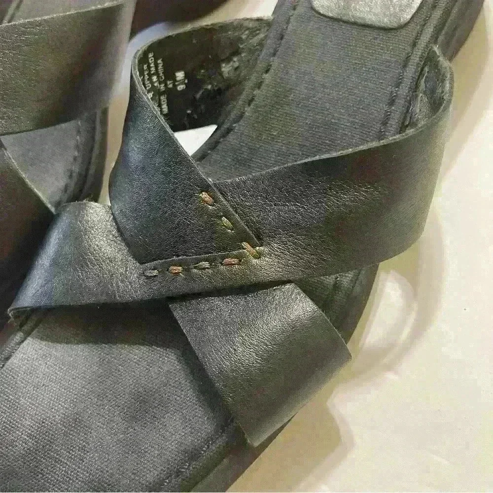 Easy Spirit Crossband Slip-on Sandal Black Size 9.5 Leather Upper - Picture 6 of 8